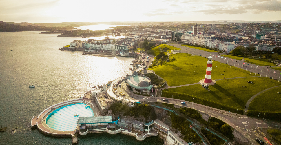 An aerial view of Plymouth Hoe